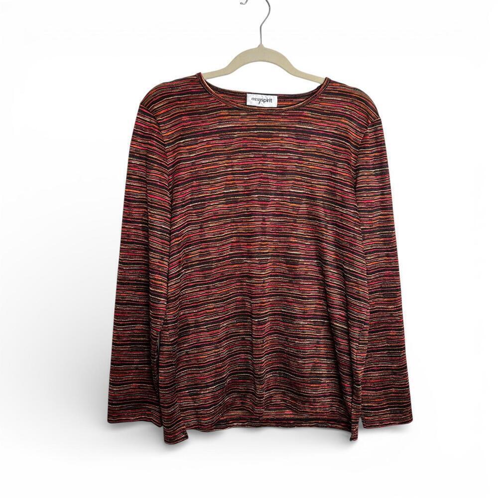Vintage Easy Spirit Long Sleeve Striped Knit Top